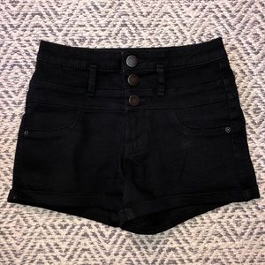 NOBO mid rise stretch black denim shorts size 3/S